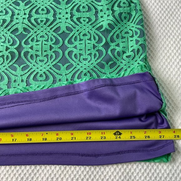 Isaac Mizrahi Live Womens Shirt Large Purple Shell with Green Lace Overlay 2X - Picture 11 of 13